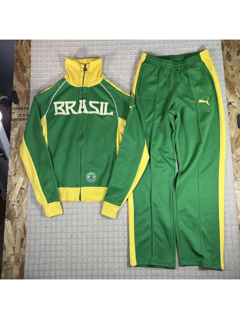 Puma Pelé Brasil Track Suit Set Medium Green Yellow